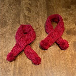Dog Red Knit Scarf with Pom Poms